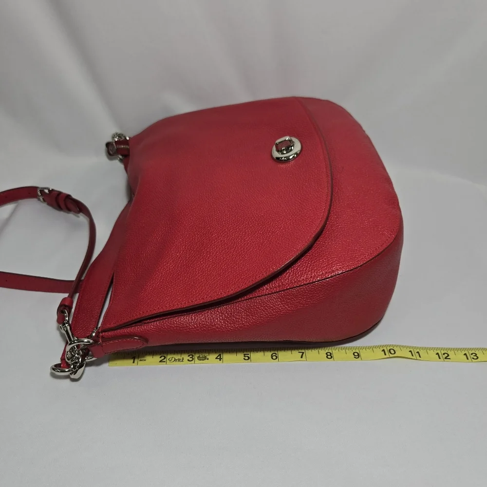 Coach Pebbled Leather Turnlock Hobo Red Purse